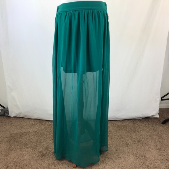 Fashion Nova Dresses & Skirts - Fashion Nova Green Elastic Waist Sheer Maxi